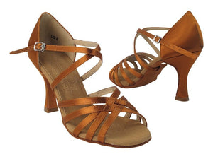 Very Fine S9216 Copper Tan Satin Ladies Latin Ballroom Shoes