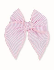 Sarah Fable Bow in Baby Pink Stripes Seersucker